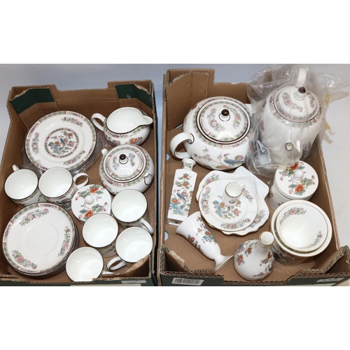 413 - Collection of Wedgwood Kutani Crane teaware and decorative items, incl. teapot, coffee pot, six trio... 