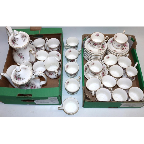 700 - Collection of Royal Albert Lavender Rose pattern teaware, incl. two coffee pots, 24x cups, 24x sauce... 