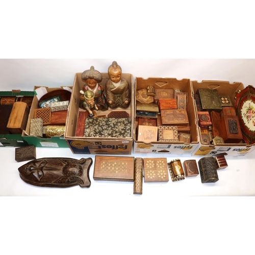 93 - Collection of wooden and other jewellery boxes, and other woodware (5 boxes)