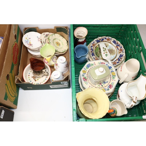 99 - Various ceramics, incl. tableware, animal figures, and a collection of crested china (7 boxes)