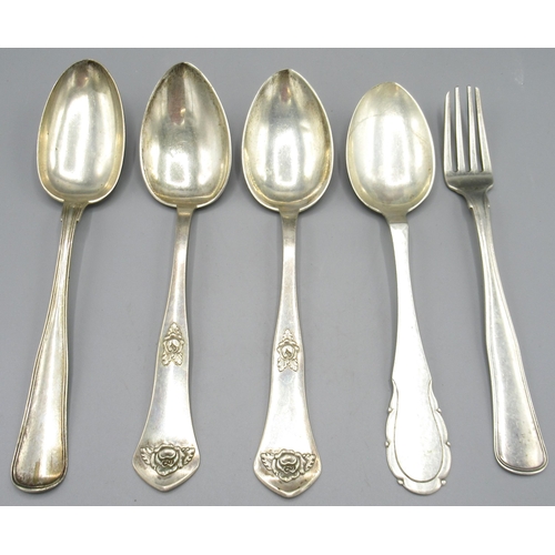 1012 - Collection of Danish silver incl a pair of table spoons by Christian F. Heise, 1923, two other table... 