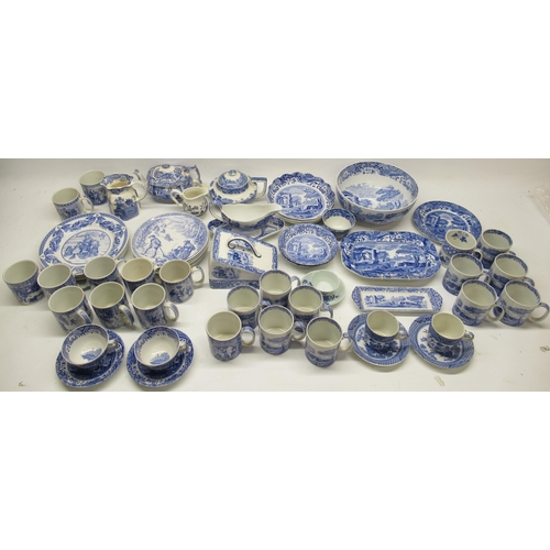 1097 - Collection of Spode blue Italian garden pattern dinner and tea ware, incl plates, jugs, bowls, Victo... 