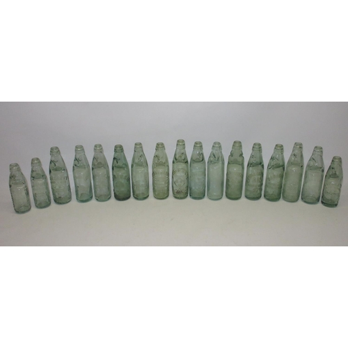 216 - Collection of seventeen Codd-neck bottles from across the West Yorkshire region, including Barnsley,... 