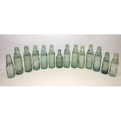 218 - Collection of fourteen Codd-neck bottles from across the UK, including Aldershot, Manchester, Daybro... 