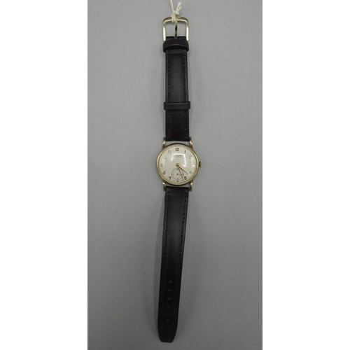 559 - 1950's Rotary 9ct gold wristwatch, signed silvered Arabic dial, subsidiary seconds, case no. 0052643... 