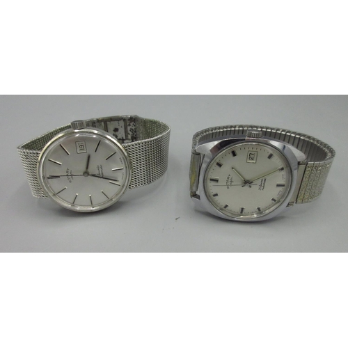 570 - Rotary stainless steel automatic wristwatch with date, signed silver dial, applied baton indices, ce... 