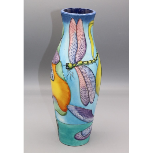 1203 - Moorcroft Pottery: 'Lords and Ladies' pattern vase designed by Jeanne McDougall, dragonflies and aru... 