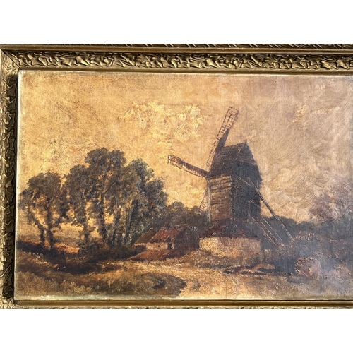 717 - English School (19th century); Watermill, oil on canvas, and a similar unframed study of a Windmill,... 