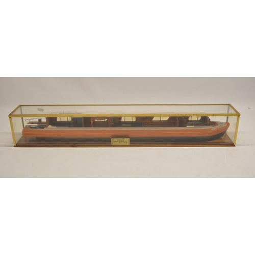 1224 - Homemade wood cutaway model of a cruiser stern narrowboat 'Jannel Of Burton', Jannel Cruisers Ltd. S... 