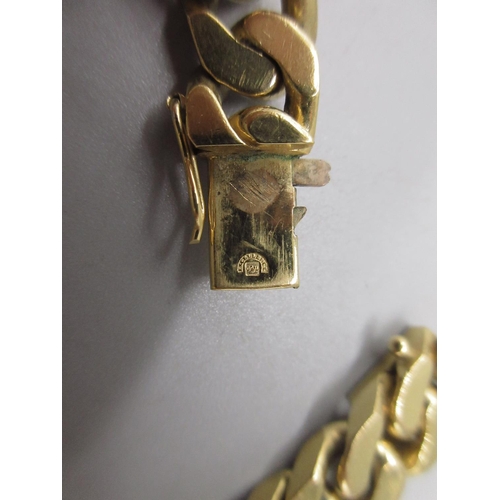 27 - 18ct yellow gold identity bracelet, with engraved name Alan Darby, tested to 18ct, 57.20g