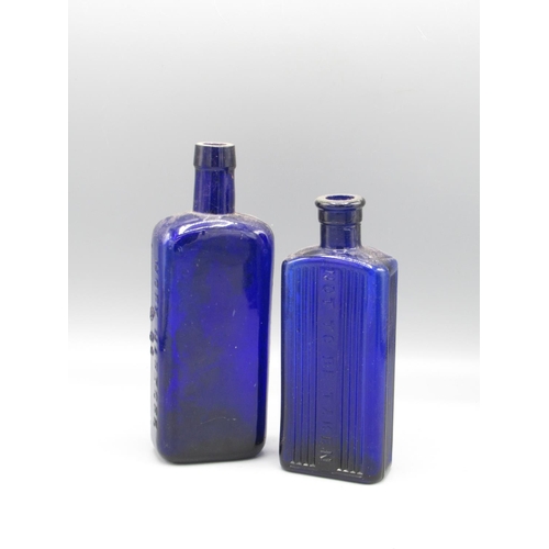 229 - Seven various blue glass bottles, including five poison bottles (7)