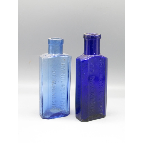 229 - Seven various blue glass bottles, including five poison bottles (7)