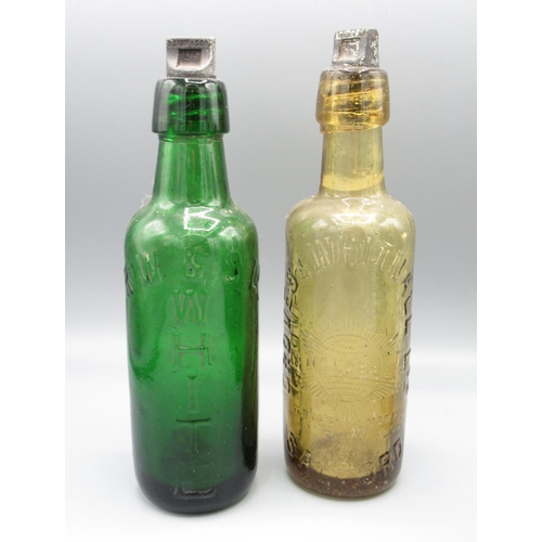 238 - Five antique glass bottles, including Scarborough and Whitby Breweries, Schweppe, Groves and Whitnal... 