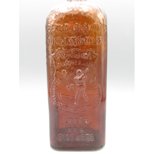 242 - W. M. Radam's microbe killer 'Cures all Diseases' bottle, with embossed description and logo to fron... 