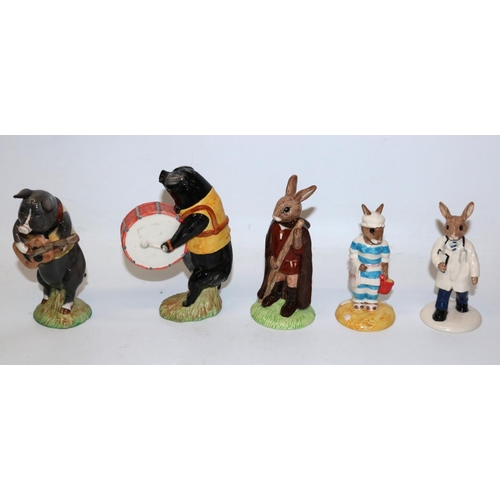 1070 - Two Beswick Ware pig band figures - Christopher and Michael; and three Bunnykins figures - Mother Bu... 