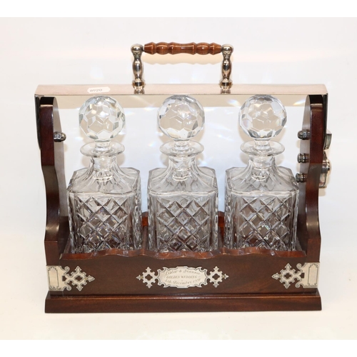 1195 - Modern three bottle tantalus, W33.5cm