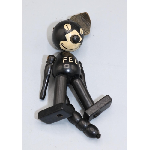 85 - Felix the Cat vintage articulated wooden figure, c1930s, possibly Eastern European, hand-painted, A/... 
