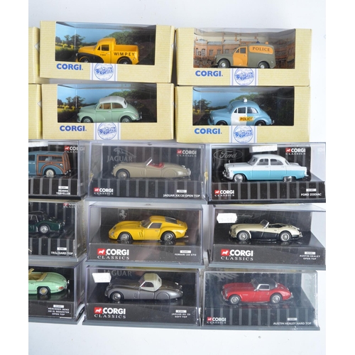 328 - Twenty two boxed 1/43 scale diecast car and van models/model sets from Corgi including 97706 3 car J... 