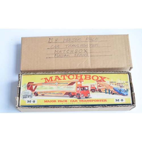 332 - Vintage boxed Matchbox diecast M-8 Major Pack Car Transporter. Model in superb condition with a few ... 