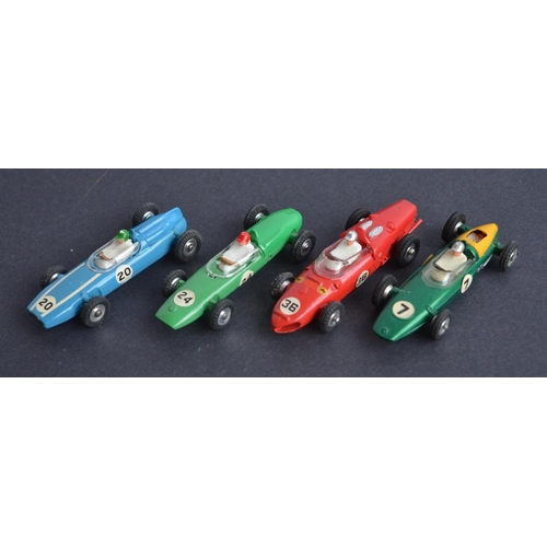 334 - Four vintage diecast racing car models from Dinky Toys to include 240 Cooper, 241 Lotus, 242, Ferrar... 