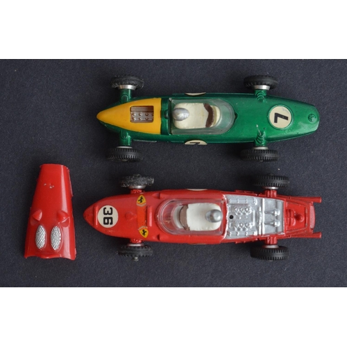 334 - Four vintage diecast racing car models from Dinky Toys to include 240 Cooper, 241 Lotus, 242, Ferrar... 