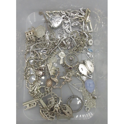 188 - Collection oh hallmarked Sterling silver jewellery including bracelets, rings, necklaces, earrings e... 