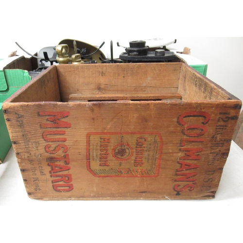 1023 - Large Collection of mid century and later kitchenalia incl colemans mustard advertising box, adverti... 