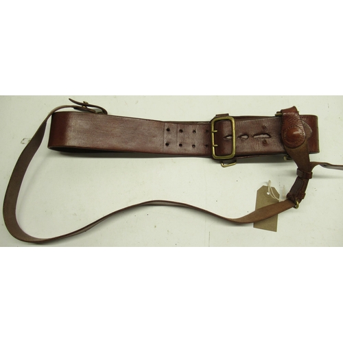 83 - WWI era brown leather Sam Browne military officer's belt