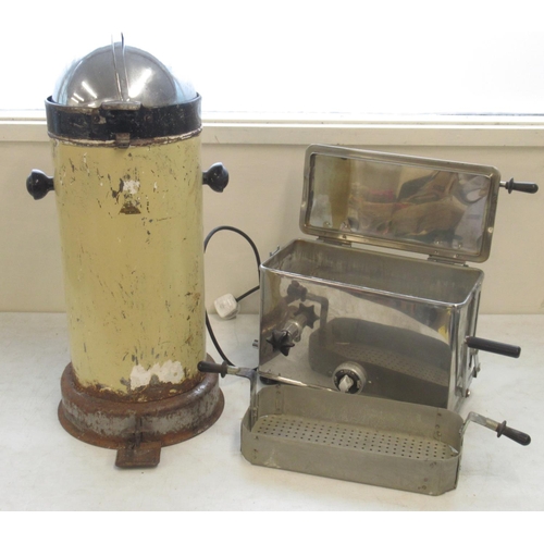 599 - Unique shuttle shaped pedal bin and a vintage fryer (untested a/f)