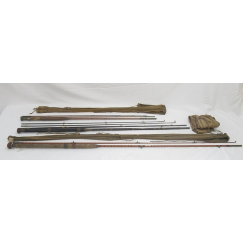 1178 - A selection of three vintage fishing rods. To include a William Rochester Pape two-section general s... 