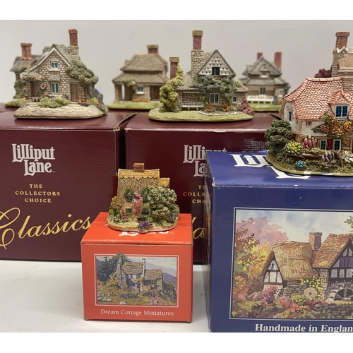 1087 - Nine Lilliput Lane collectors club classics incl, Circular House, Vine Cottage, Rose Cottage, and th... 