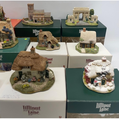 1092 - Collection of Lilliput Lane models incl, Bridge House 1991 022, Buttercup Cottage, April Cottage, et... 