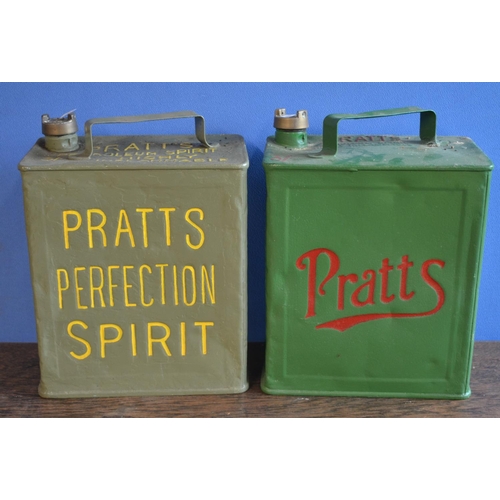 315 - Two vintage restored/repainted Pratt's petrol cans