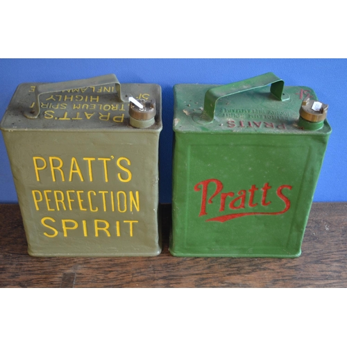 315 - Two vintage restored/repainted Pratt's petrol cans