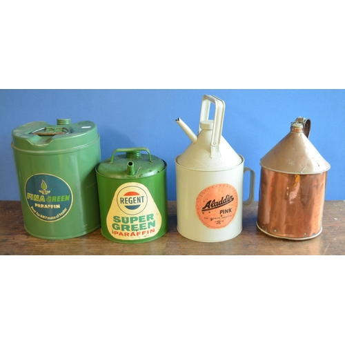 317 - Collection of vintage petrol/paraffin cans from Fina, Regent and Aladdin, all restored/repainted and... 