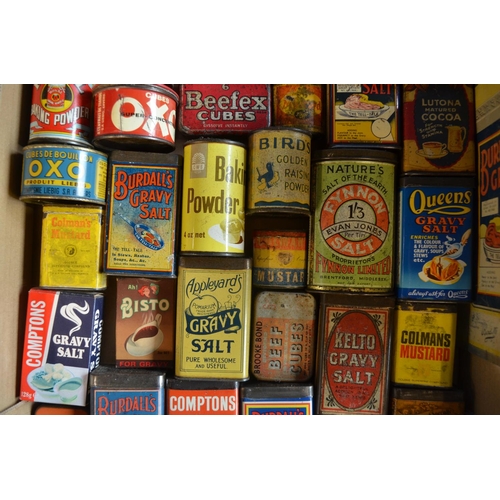 326 - Collection of small decorative original vintage food related tins to include Burdall's Gravy Salt, L... 