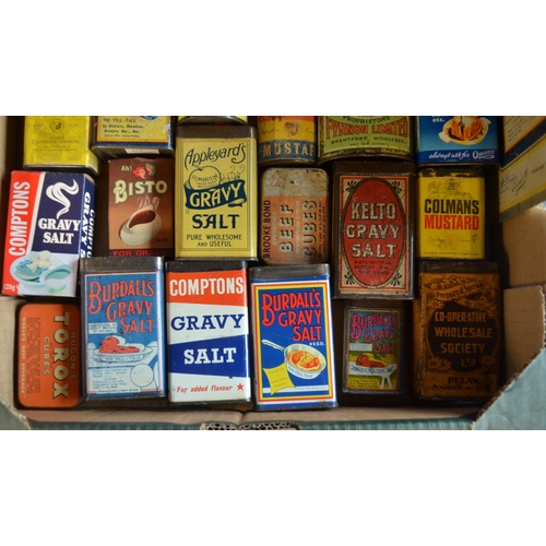 326 - Collection of small decorative original vintage food related tins to include Burdall's Gravy Salt, L... 