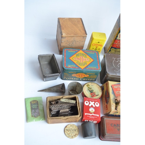 327 - Collection of original vintage kitchen and general household related metal tins to include Maxwell H... 