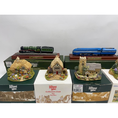 1074 - Three Lilliput lane age of steam models incl, Coronation L2676, Royal Sovereign L2675, Flying Scotsm... 