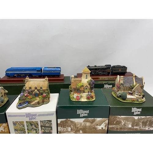 1074 - Three Lilliput lane age of steam models incl, Coronation L2676, Royal Sovereign L2675, Flying Scotsm... 