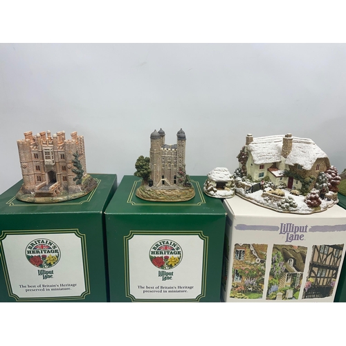 1075 - Collection of five Lilliput lane Britain's Heritage models incl, Shakespeare's Birthplace L2214, Tow... 