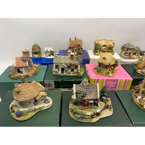 1076 - Collection of Lilliput lane models incl, Sugar Mouse L2932, Wedding Bells 630, Little Scrumpy L2395,... 