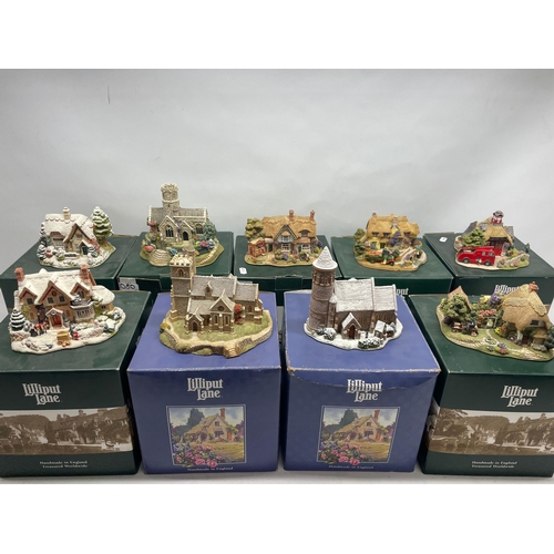 1080 - Collection of Lilliput lane models incl, Sweets & Treats L2315, The Star Inn L2319, Old Scrumpy Farm... 