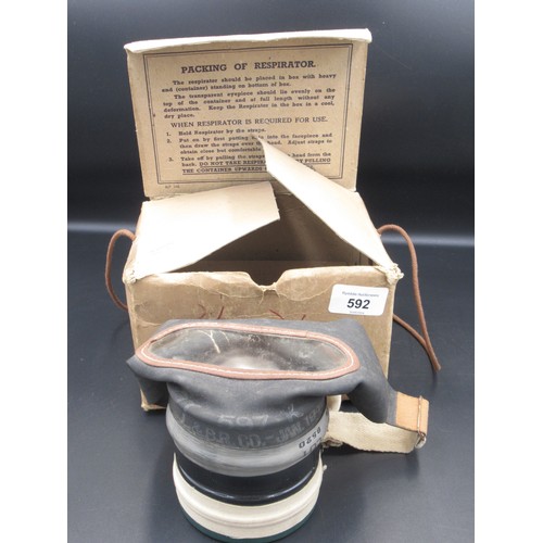 592 - WWII period child's gas mask/respirator in original box with instructions