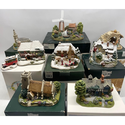 1079 - Collection of Lilliput lane models incl, Wind & The Willows L3102, The Winter Watermill L3057, Orang... 