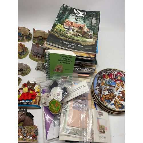 1093 - Collection of unboxed Lilliput Lane models incl St Lawrence Church, paint your own models, pocket gu... 