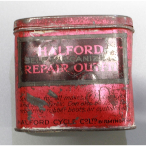 322 - Collection of tyre repair tins, Halfords, Dunlop, etc. (16)