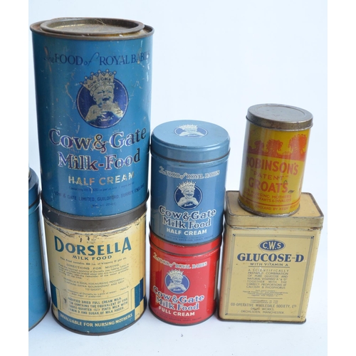 328 - Collection of vintage household, kitchen and other related metal tins to include Cow & Gate Milk Foo... 