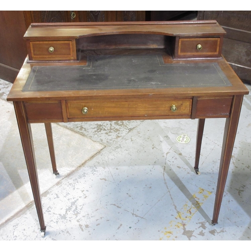 739 - Batchelar & Son Ltd. Croydon - Edwardian inlaid mahogany writing table, with raised back, inset writ... 