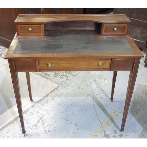 739 - Batchelar & Son Ltd. Croydon - Edwardian inlaid mahogany writing table, with raised back, inset writ... 